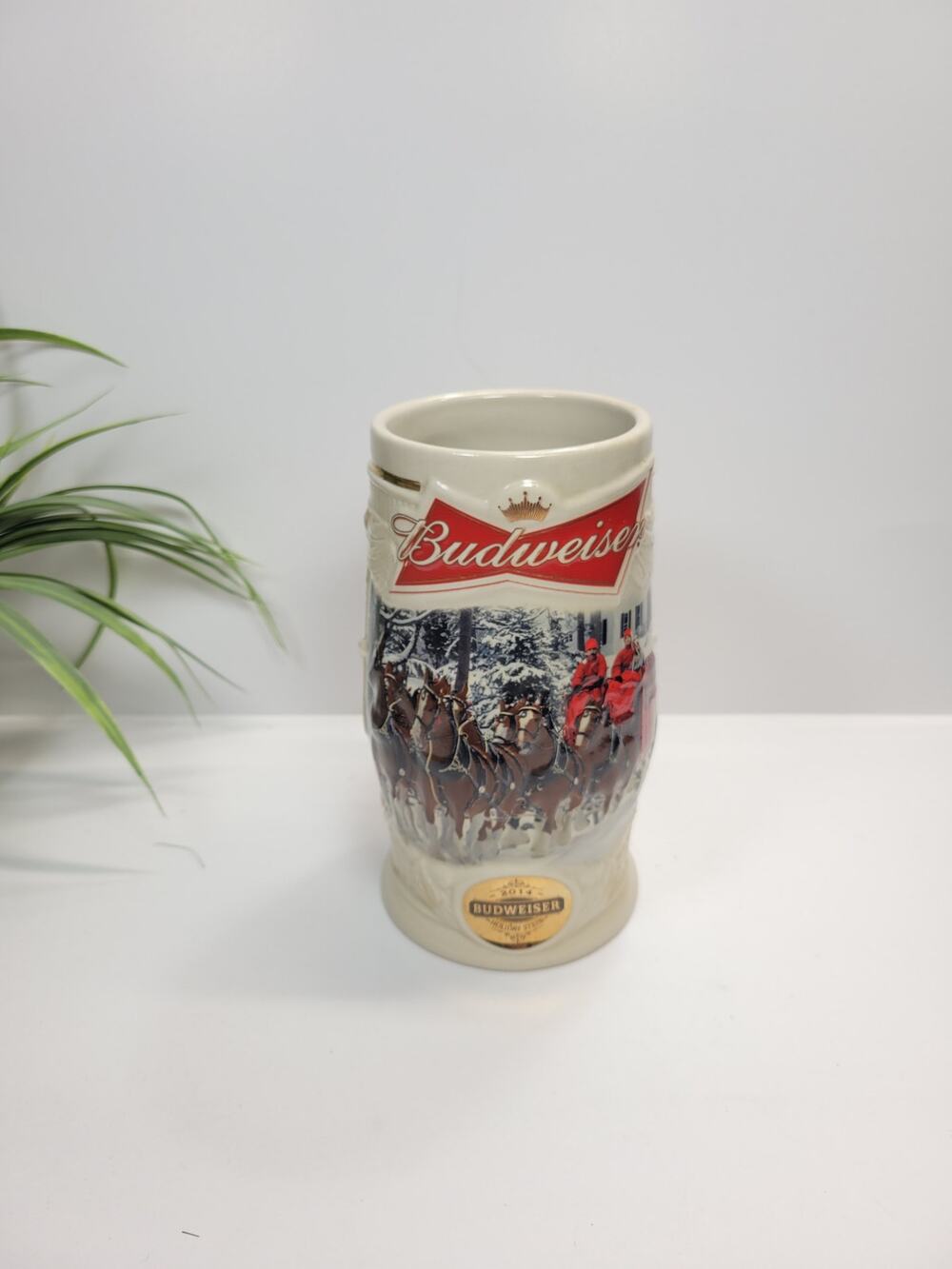 2014 Budweiser Holiday Stein Holiday Lane Christmas Beer Mug Clydesdales